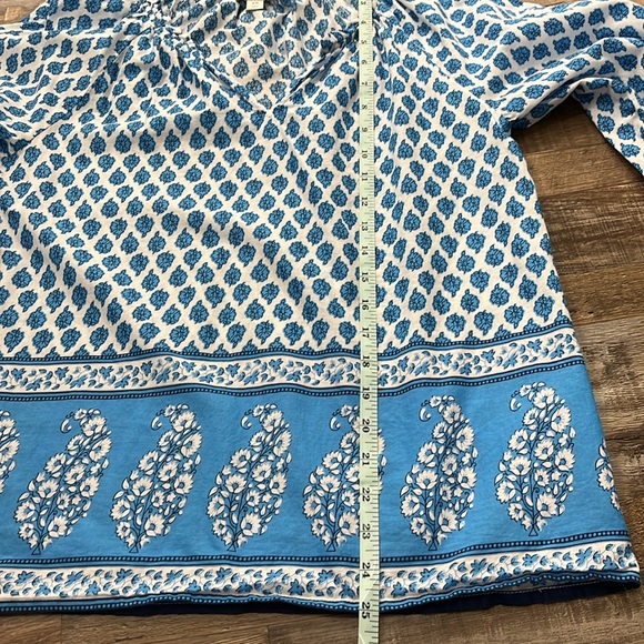 J Crew Factory Cotton Blue Paisley Artist Peasant Top Sz XS Lightweight Vacation - Picture 8 of 15